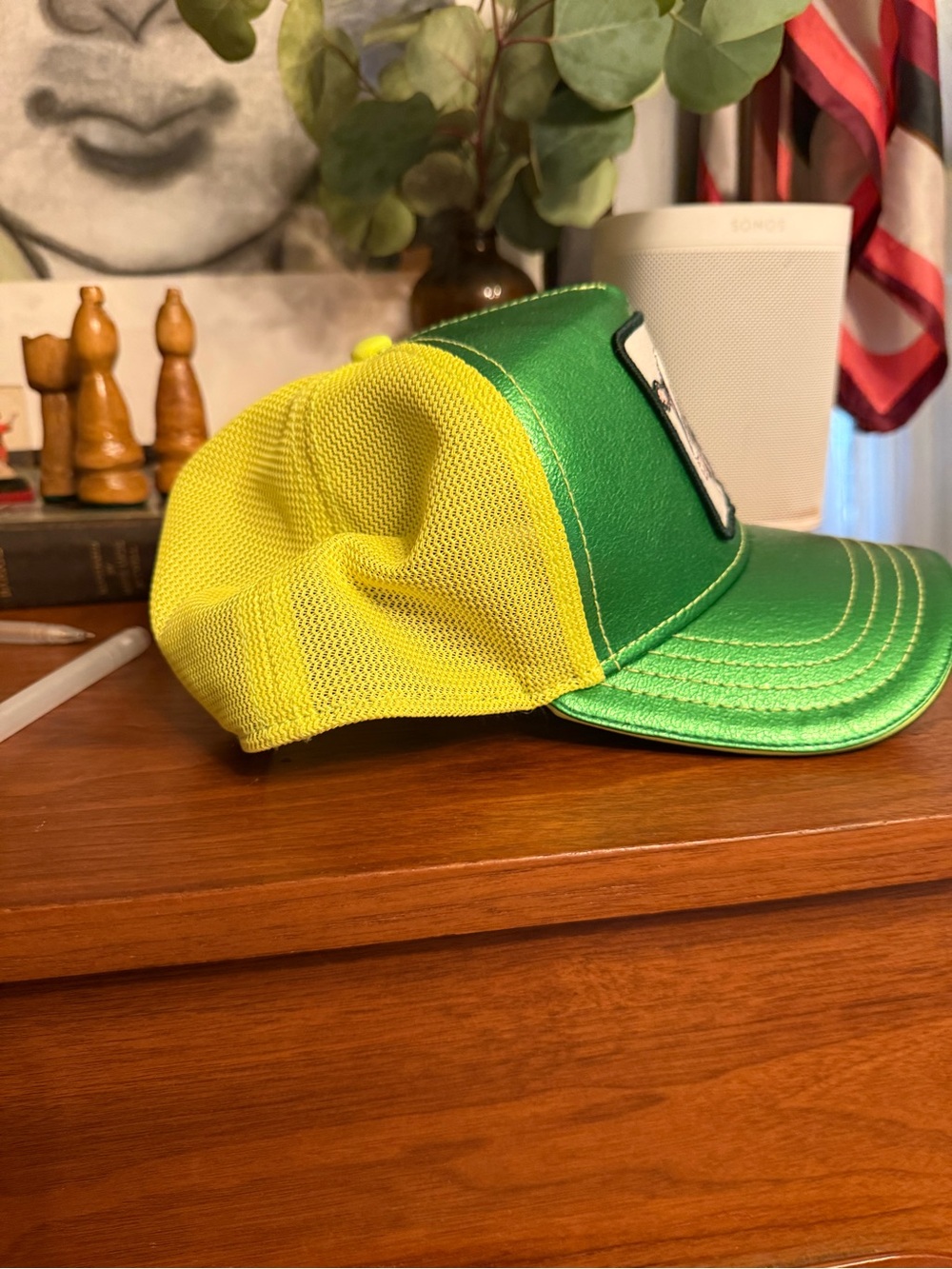 Goorin Bros The Farm Green Metallic Trucker Hat with Cow Patch - CASH - Picture 3 of 6